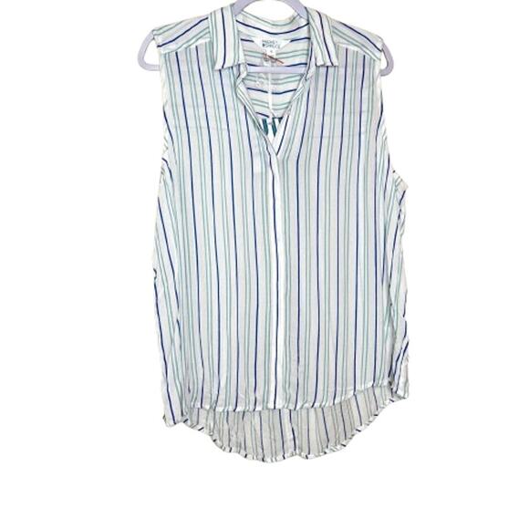Market & Spruce Sleeveless Button-Up Collared Blouse Multicolor Striped NWT XL - Picture 2 of 9